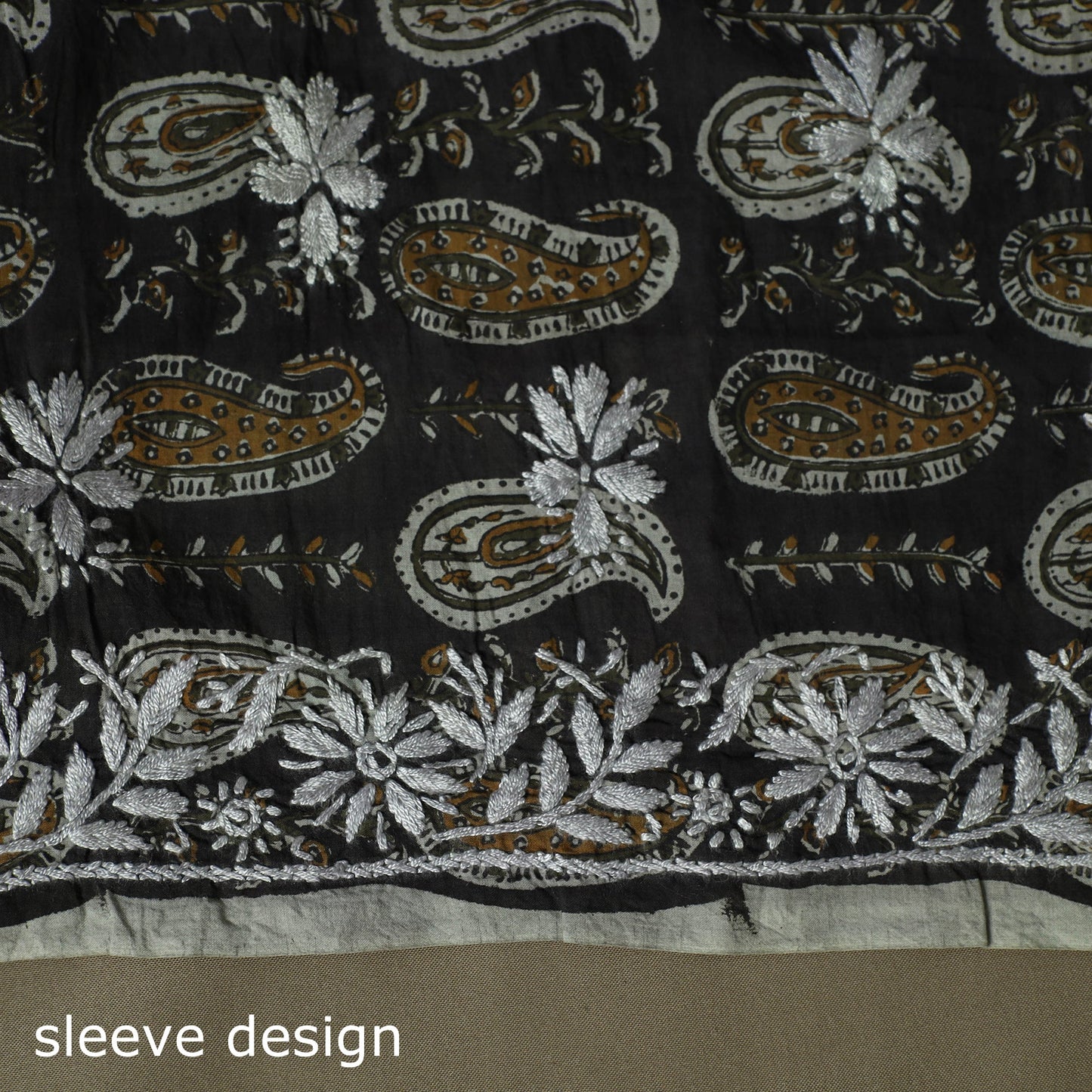 Lucknowi chikankari hand work bagru block print unstitched