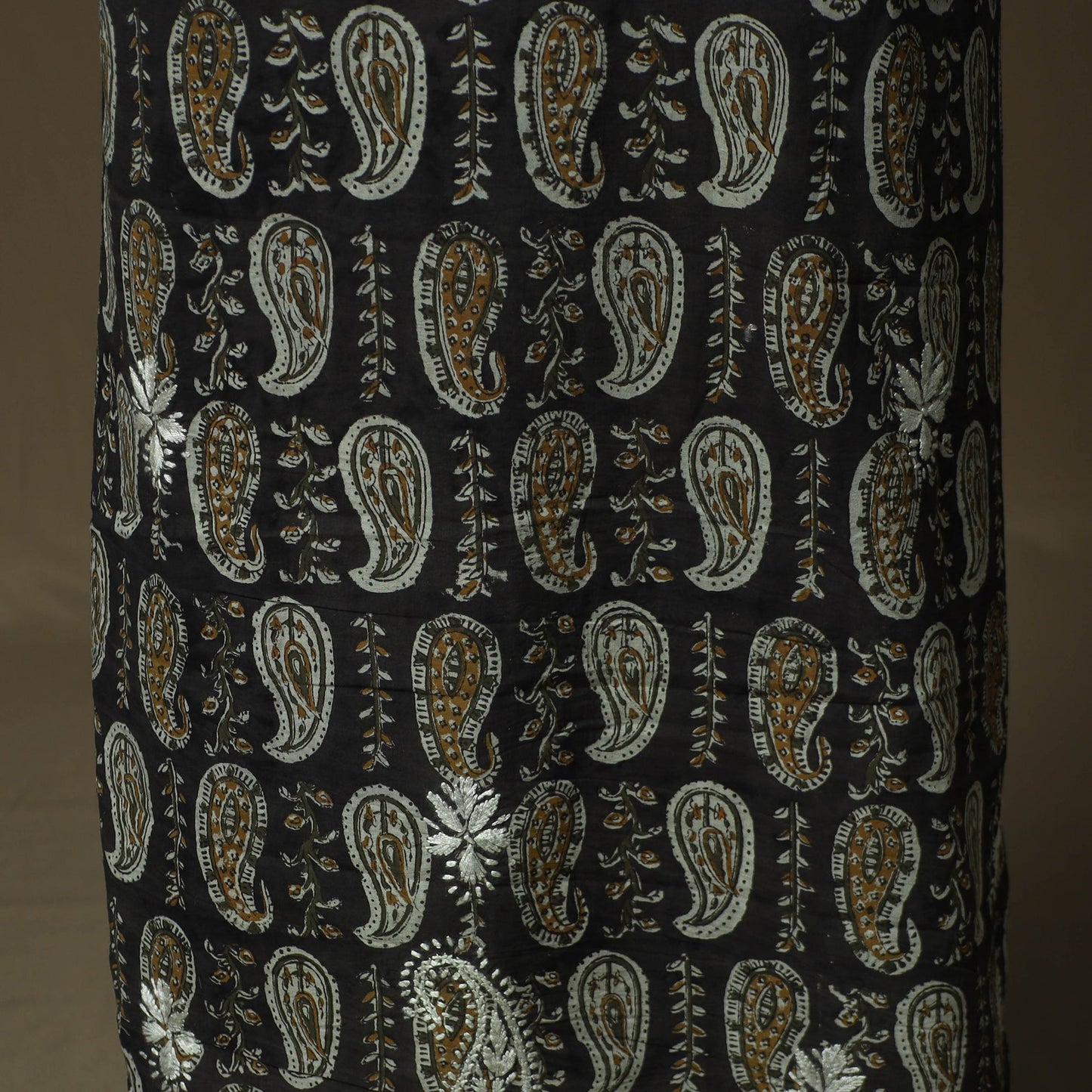 Lucknowi chikankari hand work bagru block print unstitched