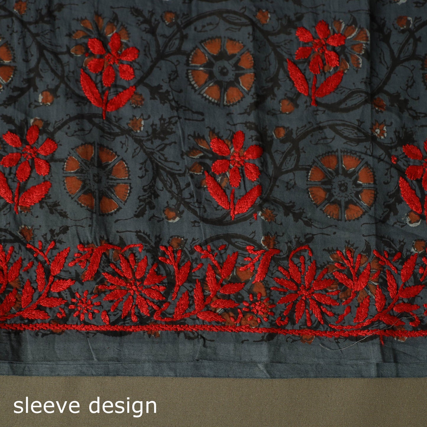 Lucknowi chikankari hand work bagru block print unstitched