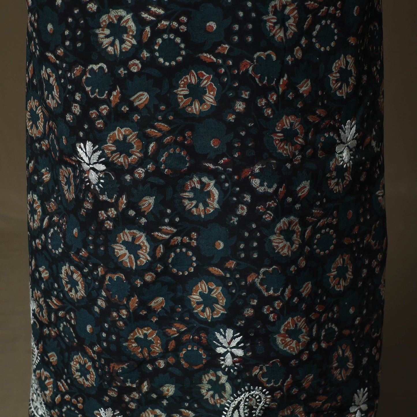 Lucknowi chikankari hand work bagru block print unstitched