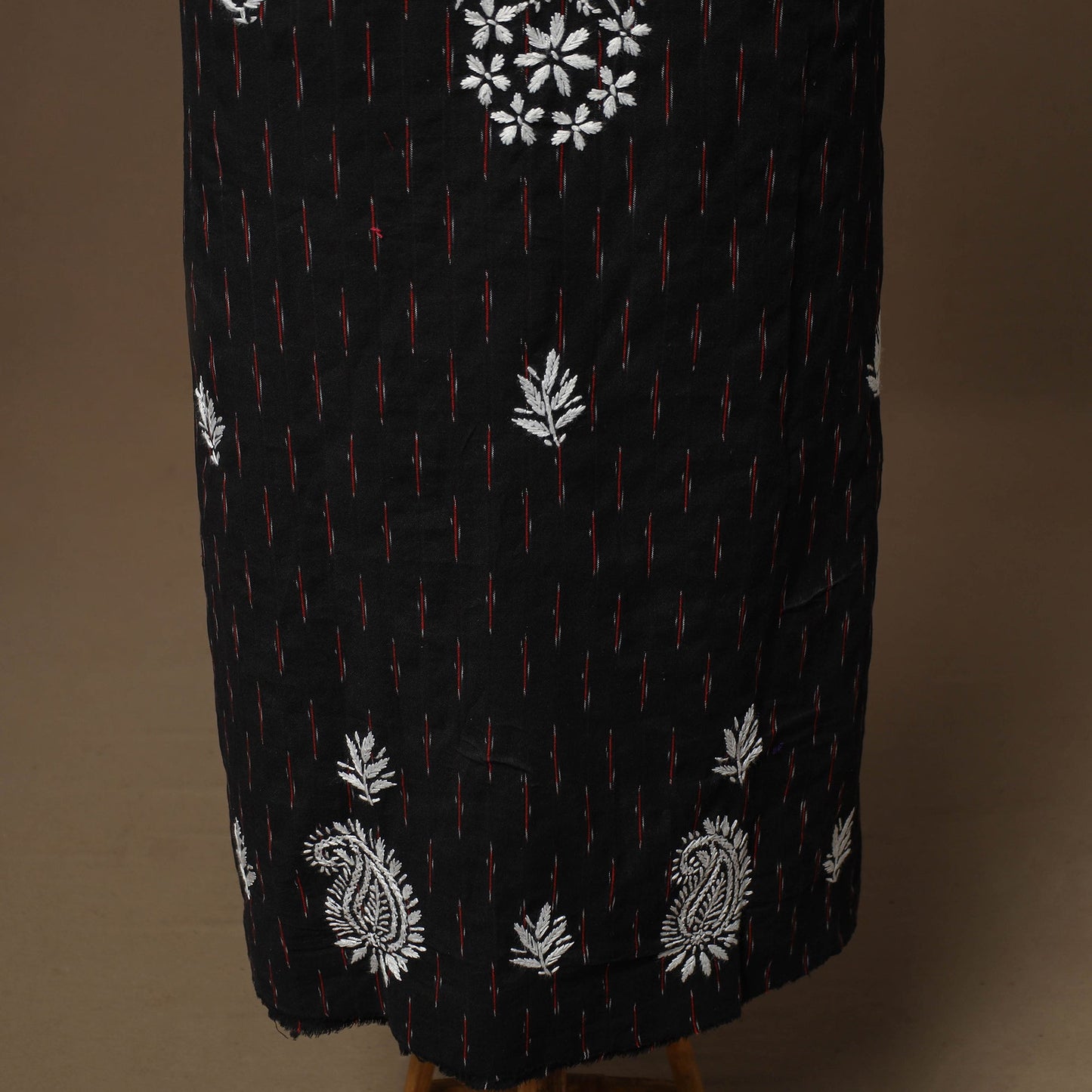 Lucknowi chikankari hand work pochampally ikat unstitched