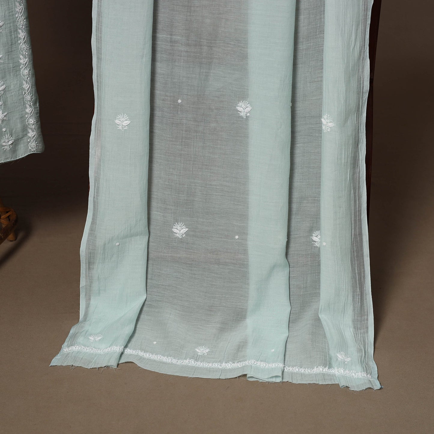 Lucknowi chikankari heavy hand embroidered mul chanderi 2pc