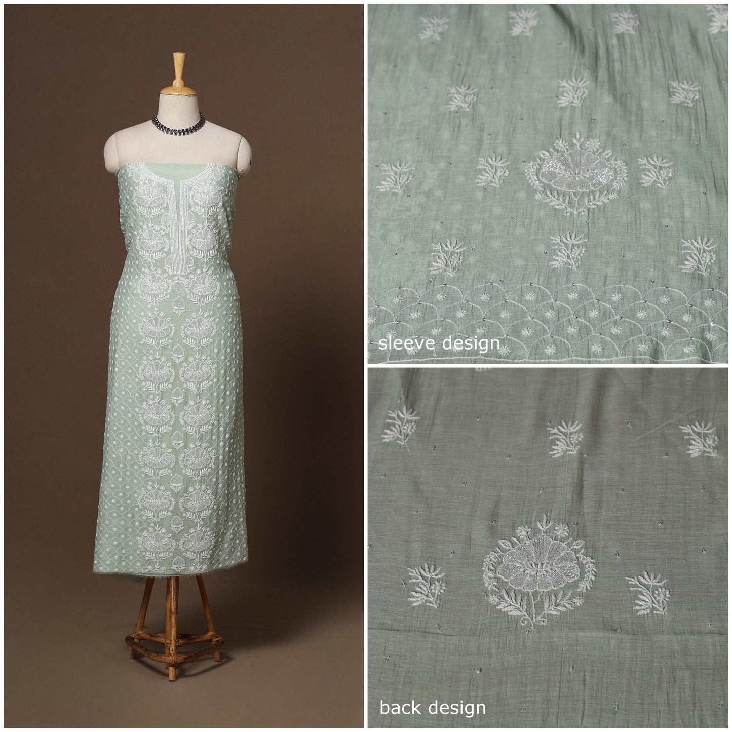 Lucknowi chikankari heavy hand embroidered mul chanderi 2pc