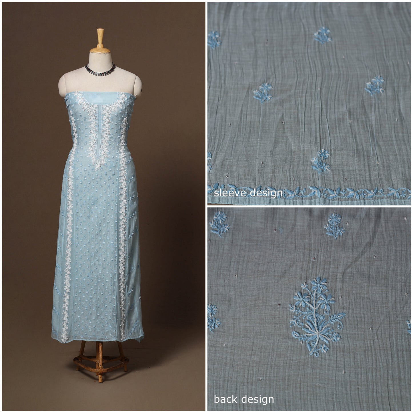 Lucknowi chikankari heavy hand embroidered mul chanderi 2pc