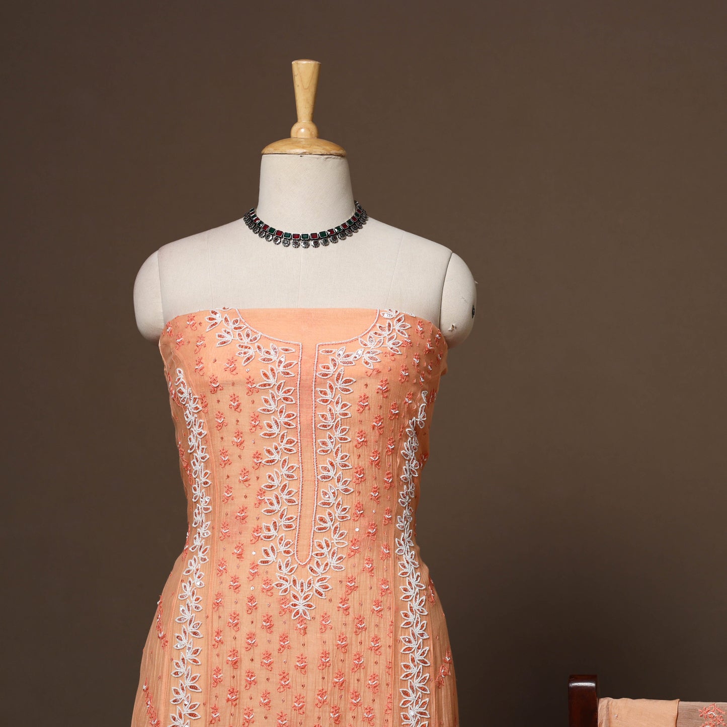 Lucknowi chikankari heavy hand embroidered mul chanderi 2pc