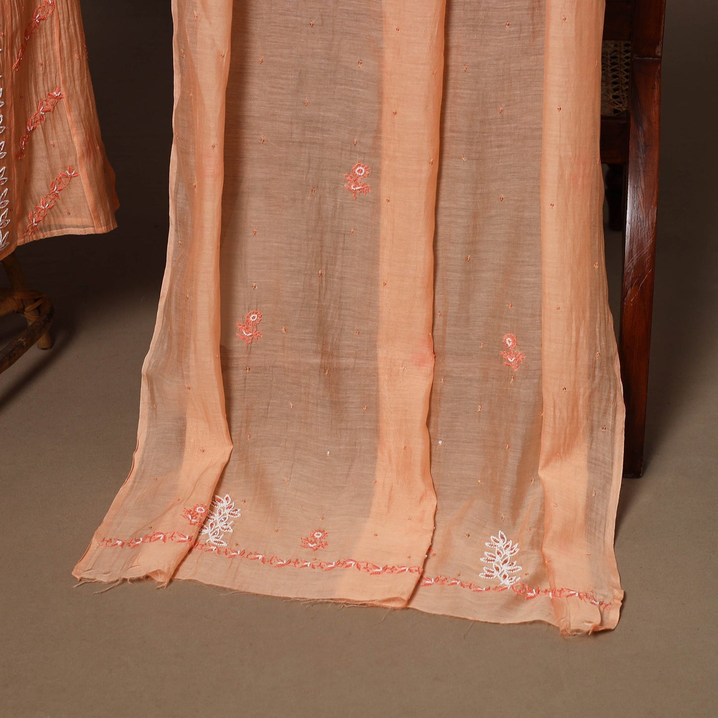 Lucknowi chikankari heavy hand embroidered mul chanderi 2pc