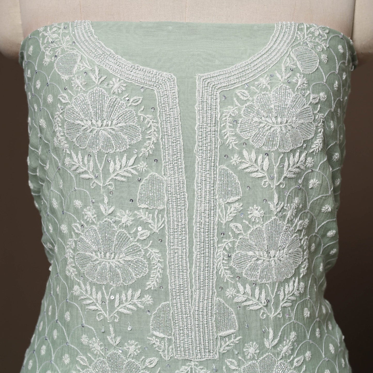 Lucknowi chikankari heavy hand embroidered mul chanderi 2pc