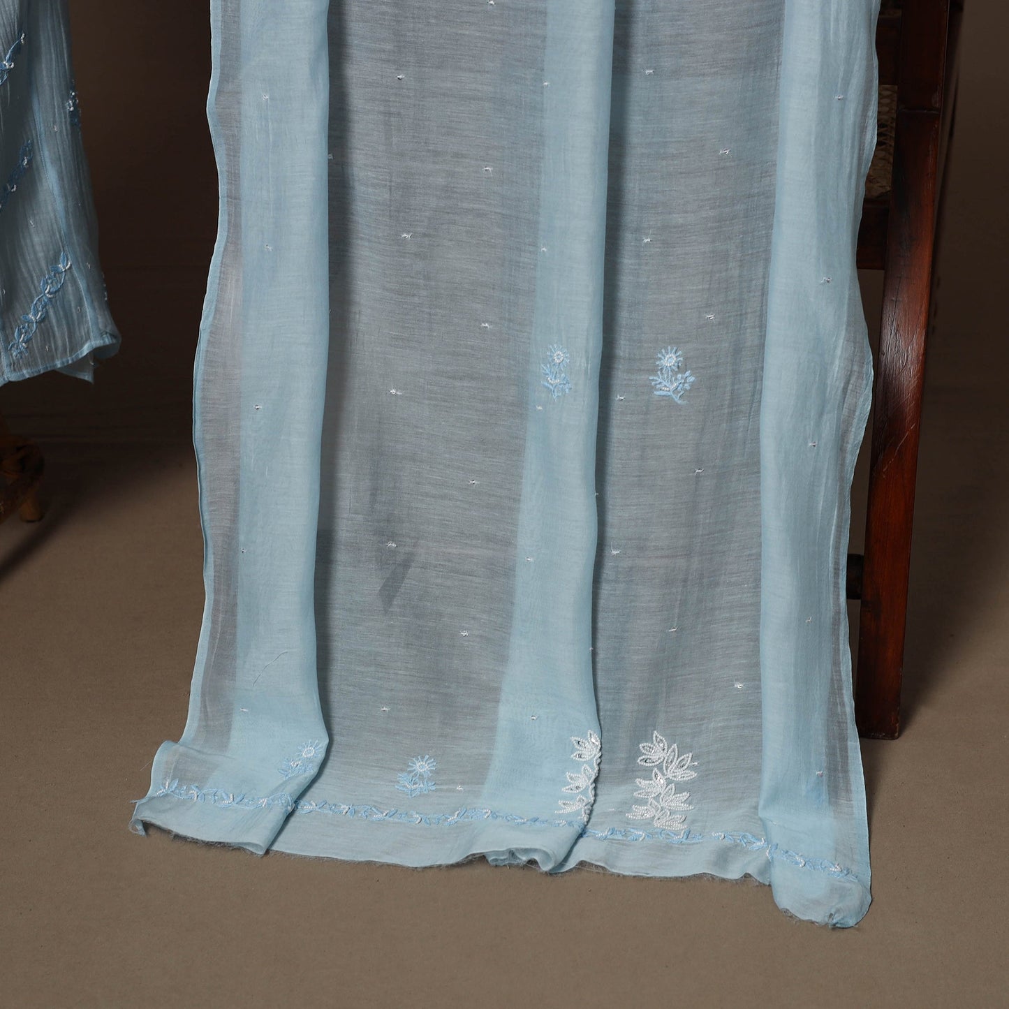 Lucknowi chikankari heavy hand embroidered mul chanderi 2pc