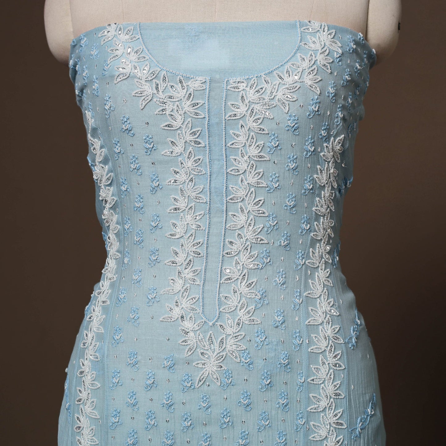 Lucknowi chikankari heavy hand embroidered mul chanderi 2pc