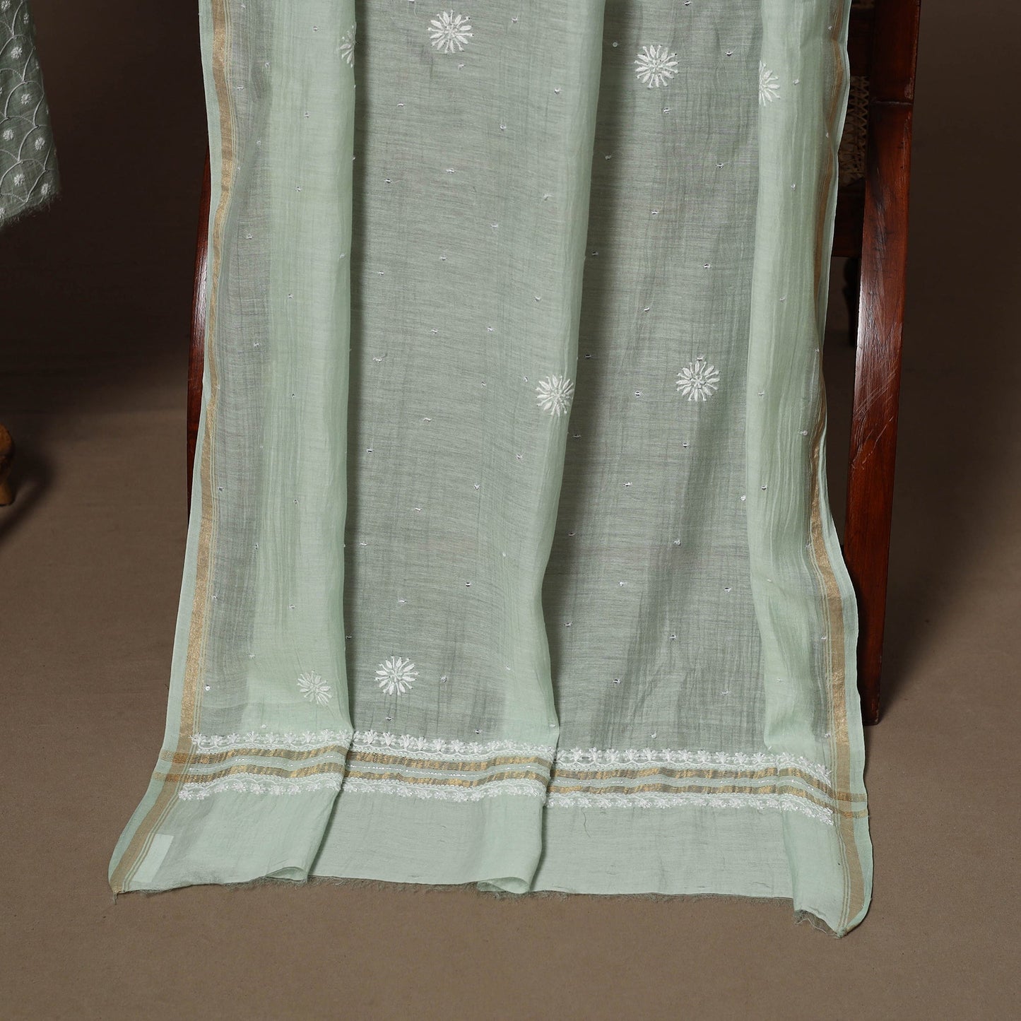 Lucknowi chikankari heavy hand embroidered mul chanderi 2pc