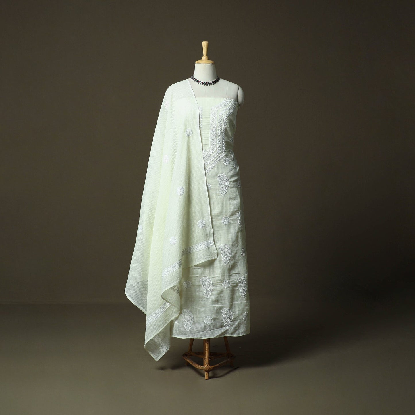 Lucknowi hand embroidered kota doria cotton chikankari 2pc