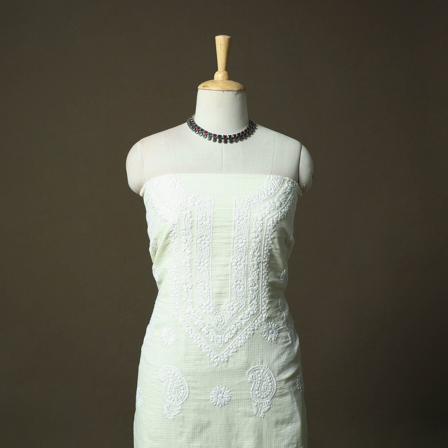 Lucknowi hand embroidered kota doria cotton chikankari 2pc