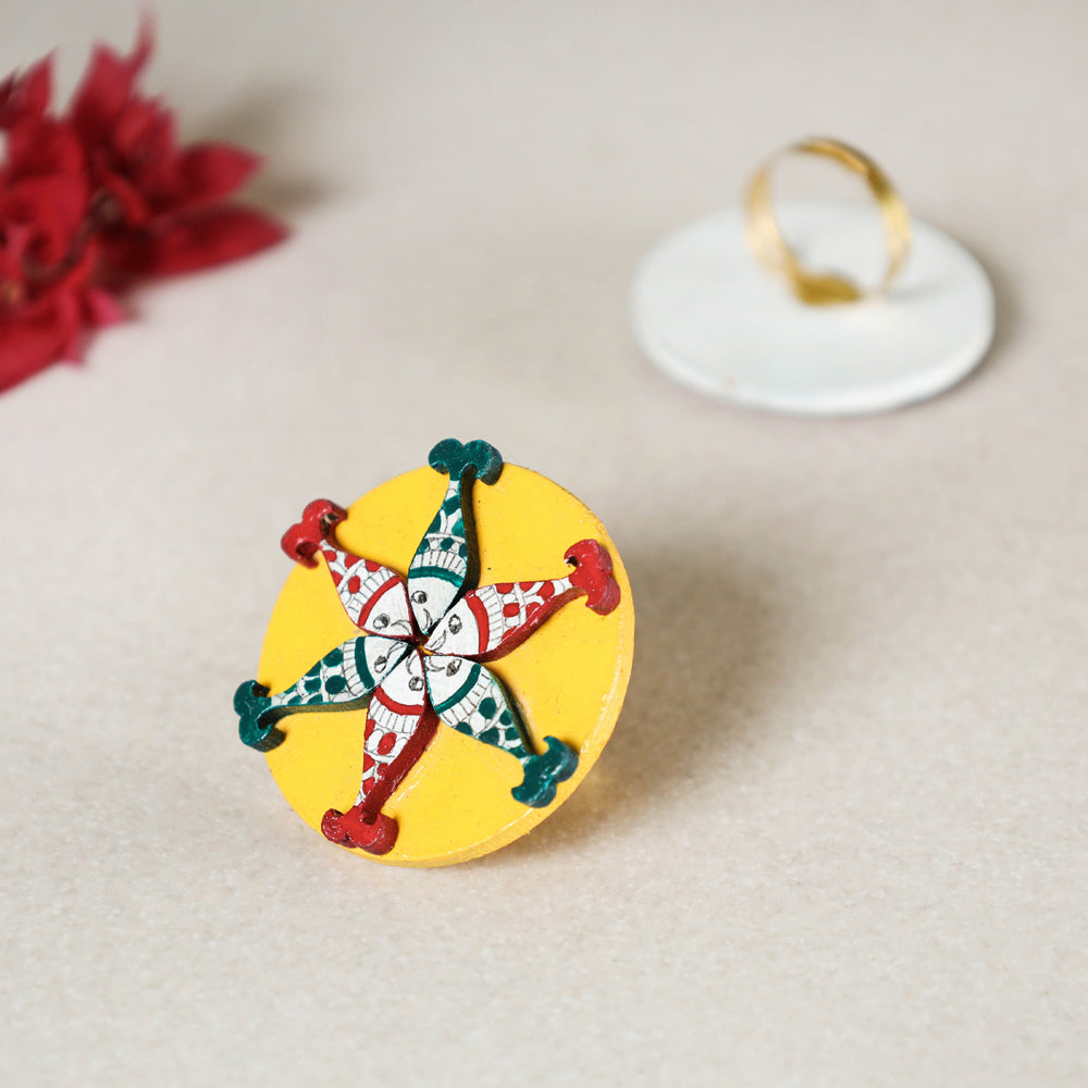 Madhubani Handpainted Wooden ring Online India