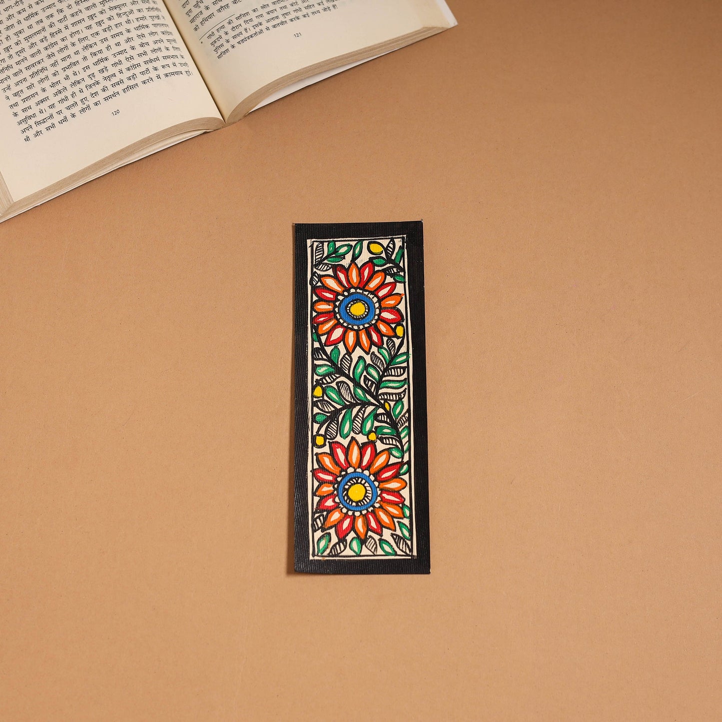 Madhubani handpainted bookmark (7 x 2 in) 26 - handcrafted