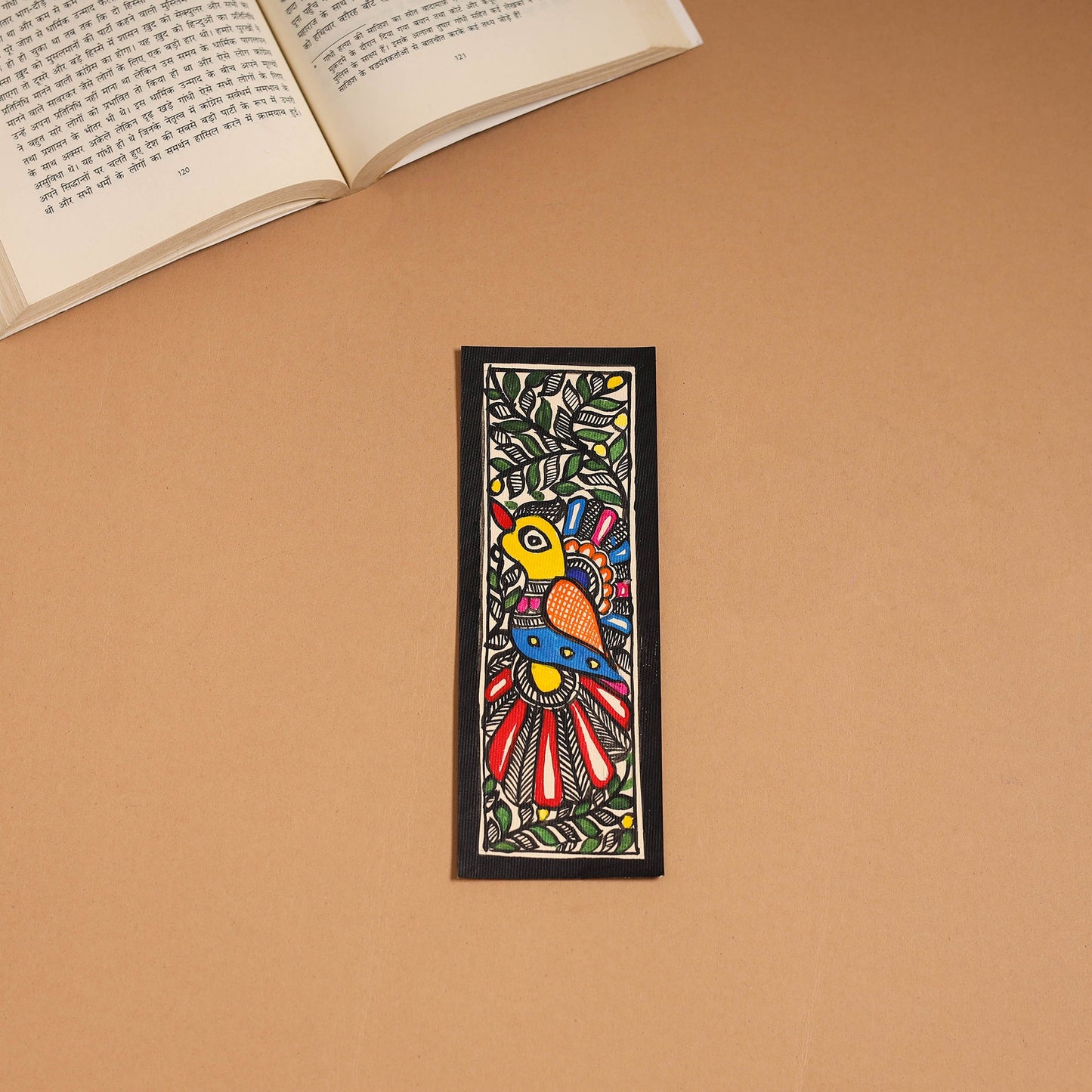 Madhubani handpainted bookmark (7 x 2 in) 38 - handcrafted