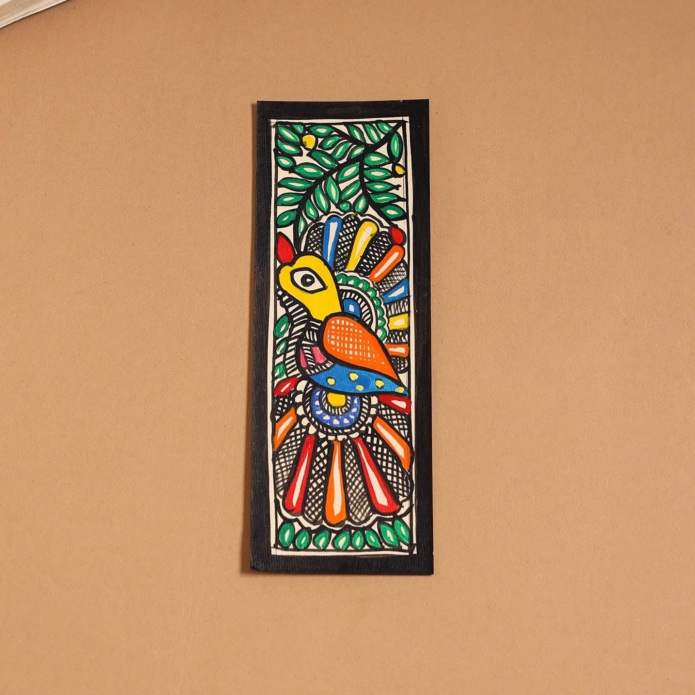 Madhubani handpainted bookmark (7 x 2 in) 42 - handcrafted