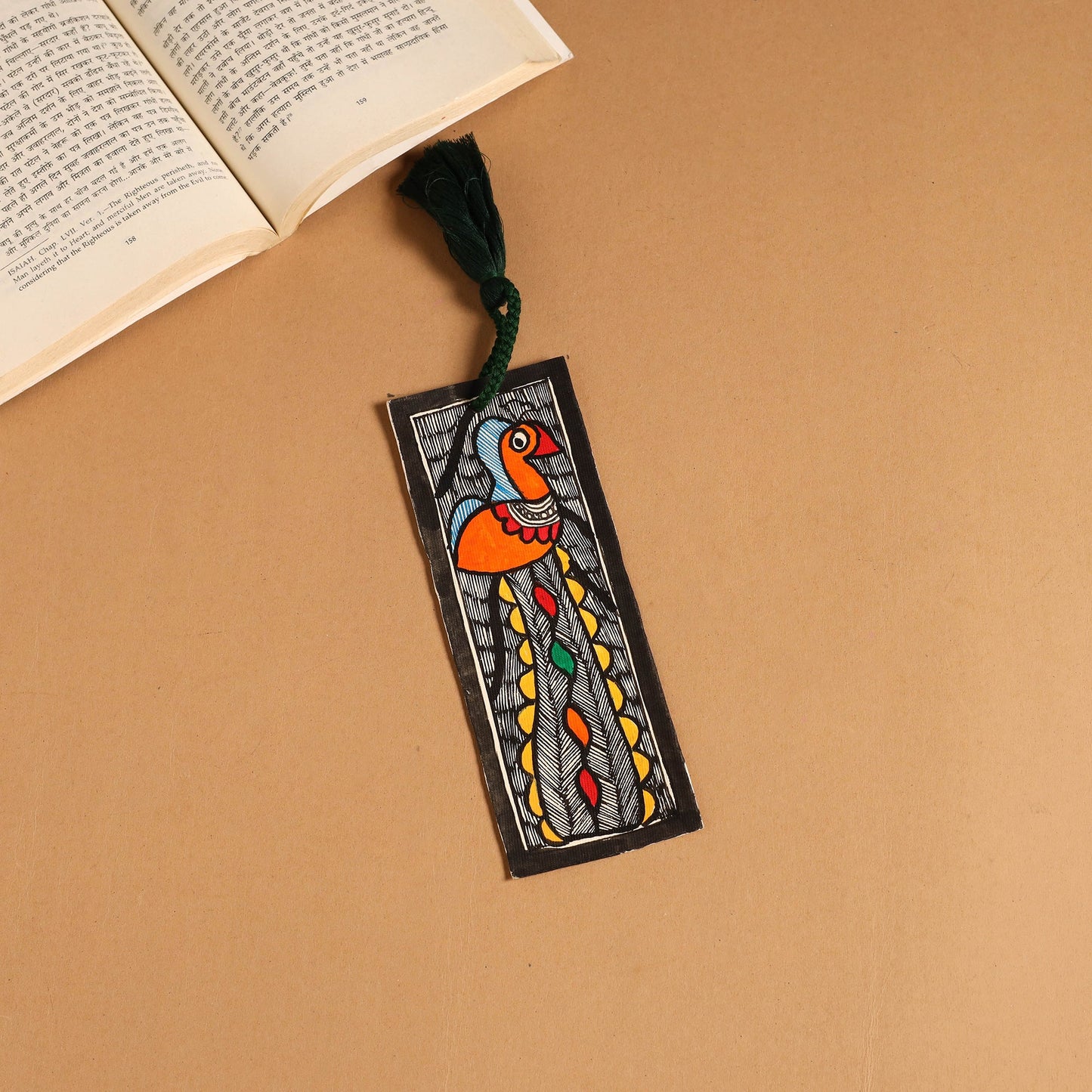 Madhubani handpainted bookmark with tassel 51 - handcrafted