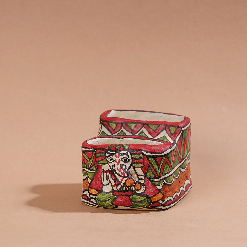 Madhubani Handpainted Paper Mache Pen Stand