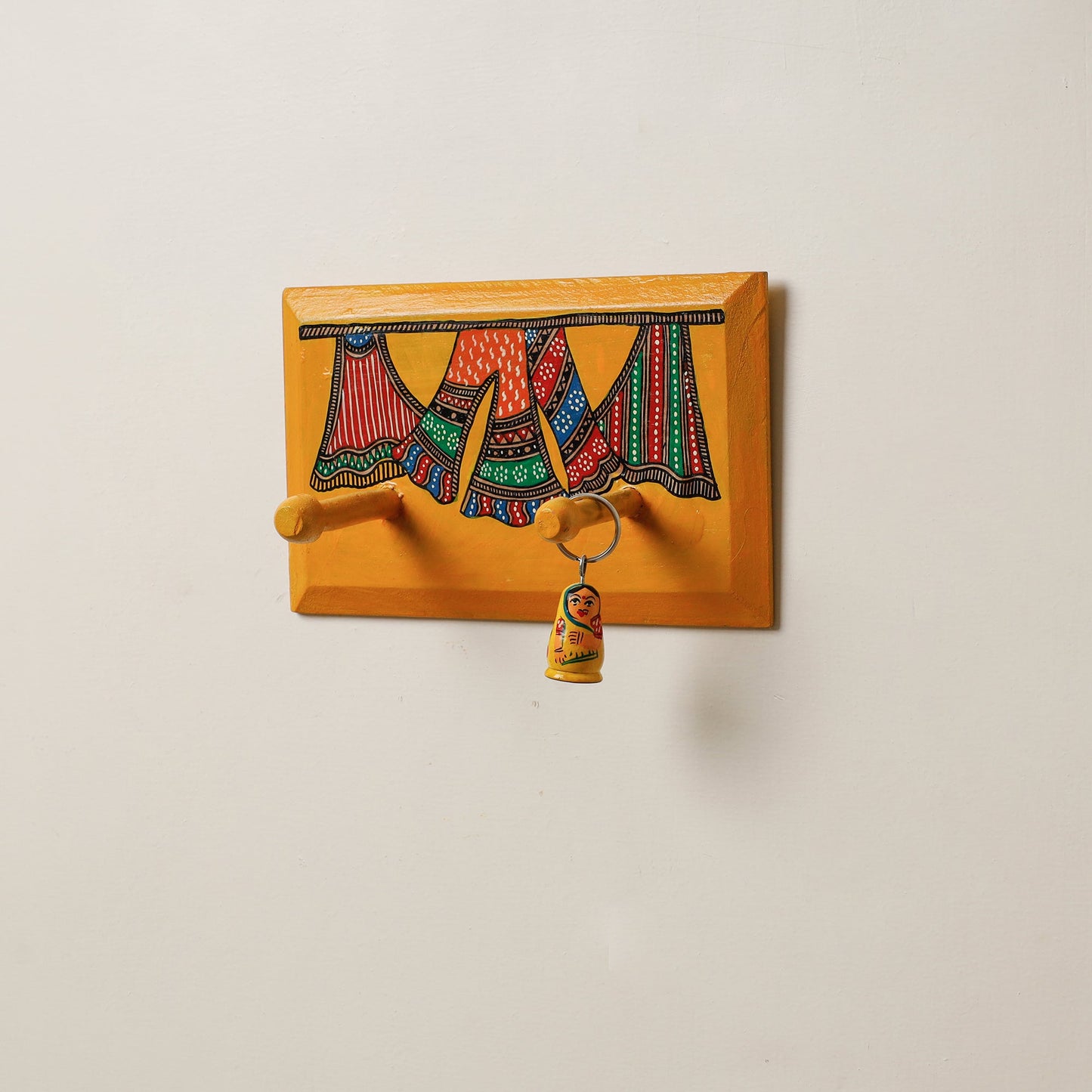 Madhubani Handpainted Wooden Wall Hanger