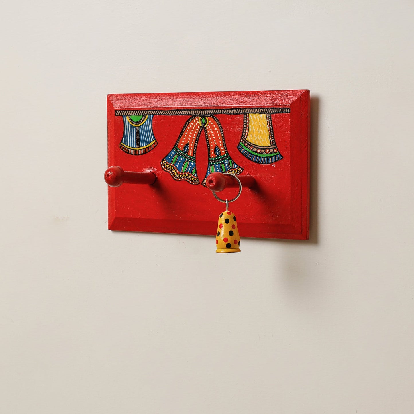 Madhubani Handpainted Wooden Wall Hanger