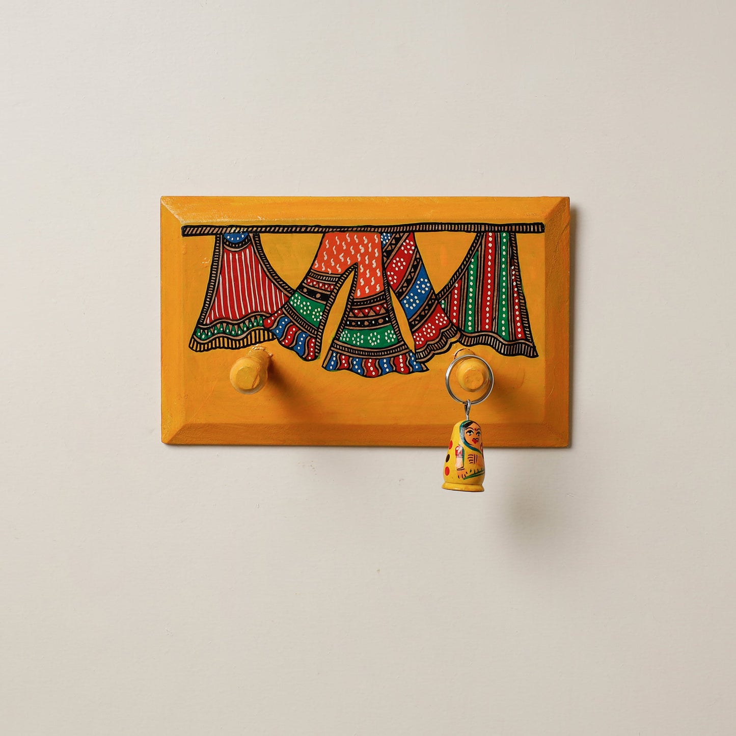 Madhubani Handpainted Wooden Wall Hanger