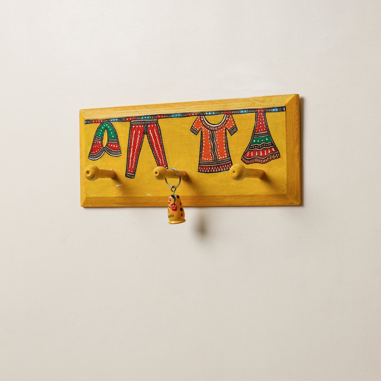 Madhubani Handpainted Wooden Wall Hanger