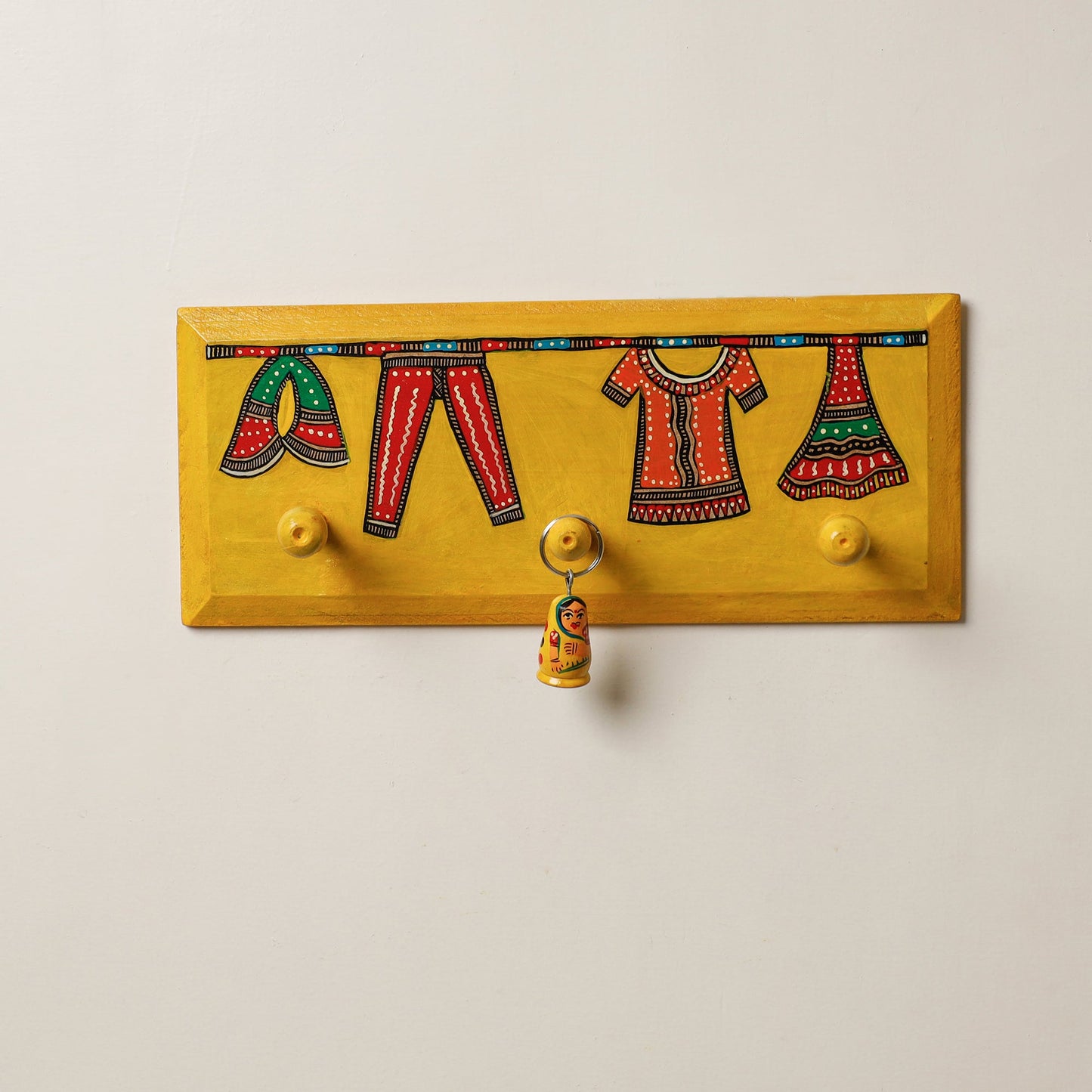 Madhubani Handpainted Wooden Wall Hanger