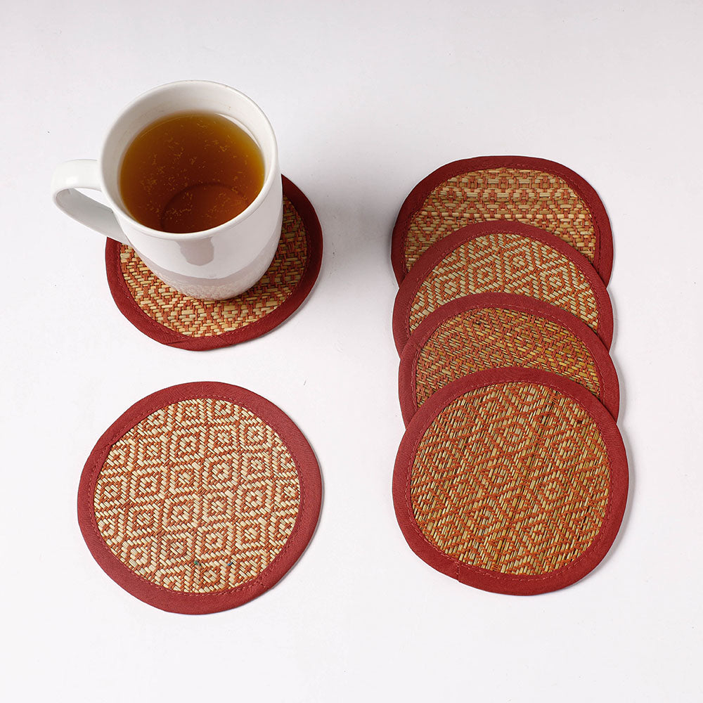 Madur Grass Round Coasters of Midnapore (Set of 6)