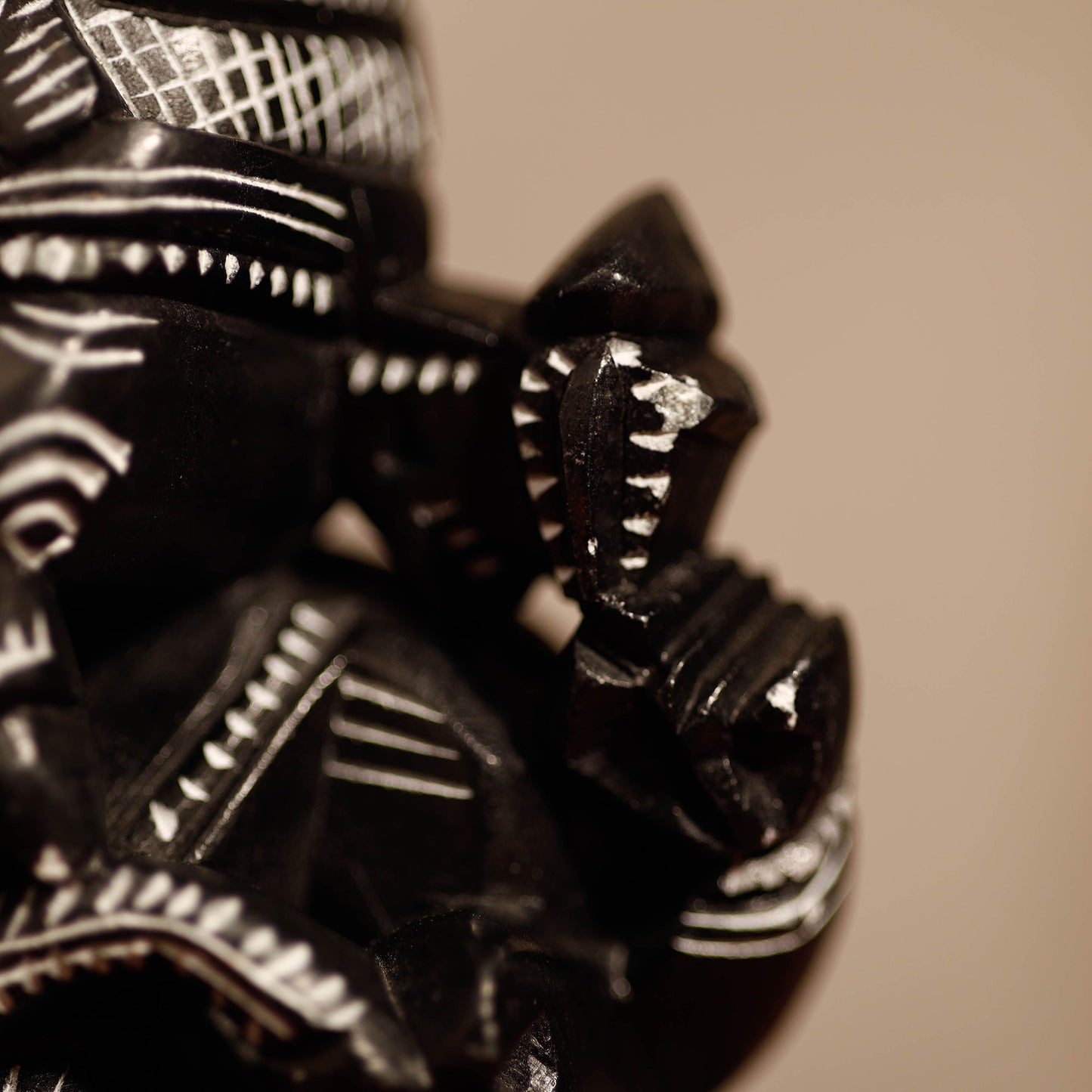 Mahabalipuram Stone Carving Chaturbhuja Fine Work Lord Ganesha Idol