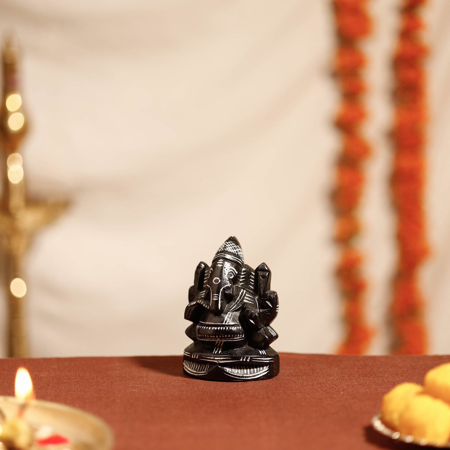 Mahabalipuram Stone Carving Chaturbhuja Lord Ganesha Idol