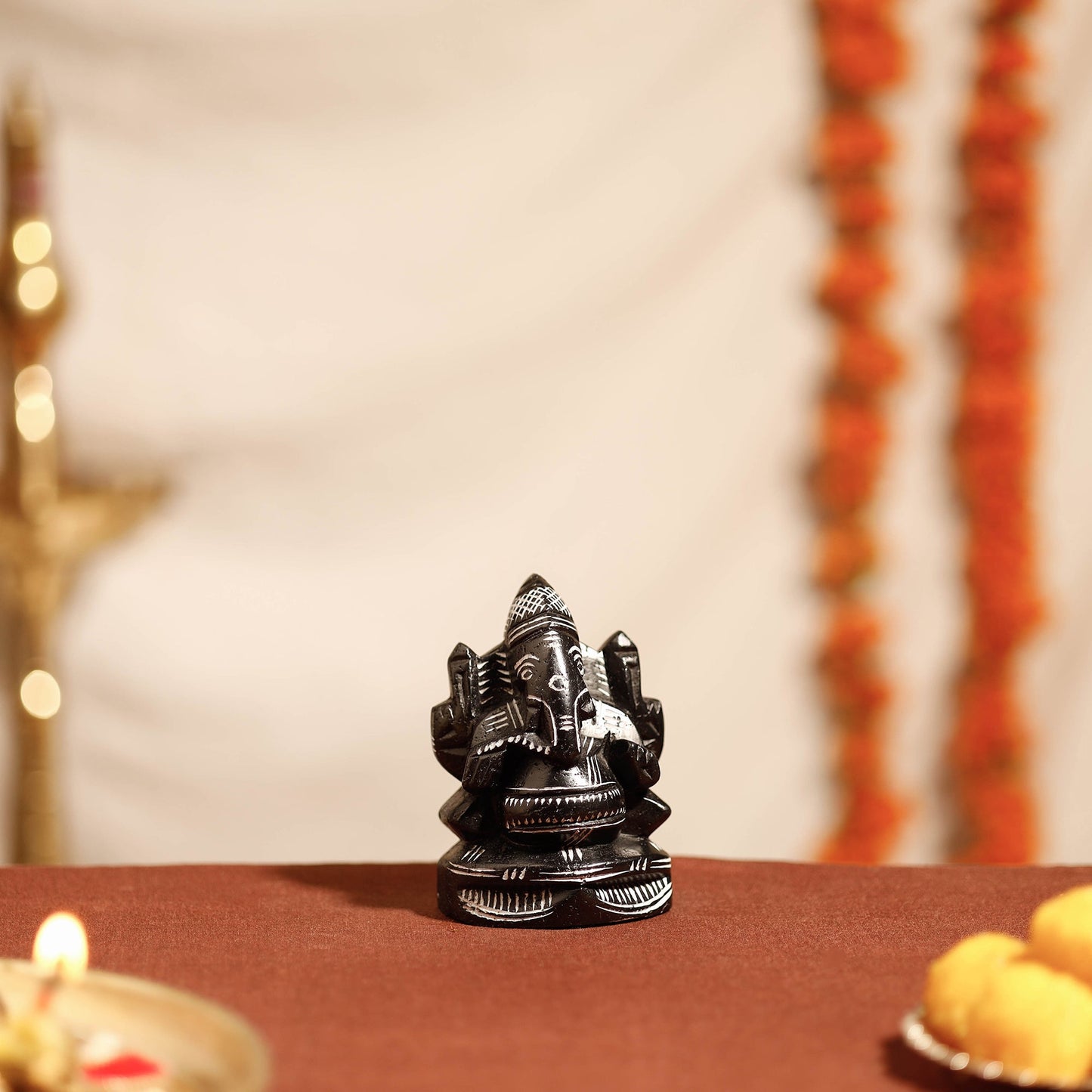 Mahabalipuram Stone Carving Chaturbhuja Lord Ganesha Idol