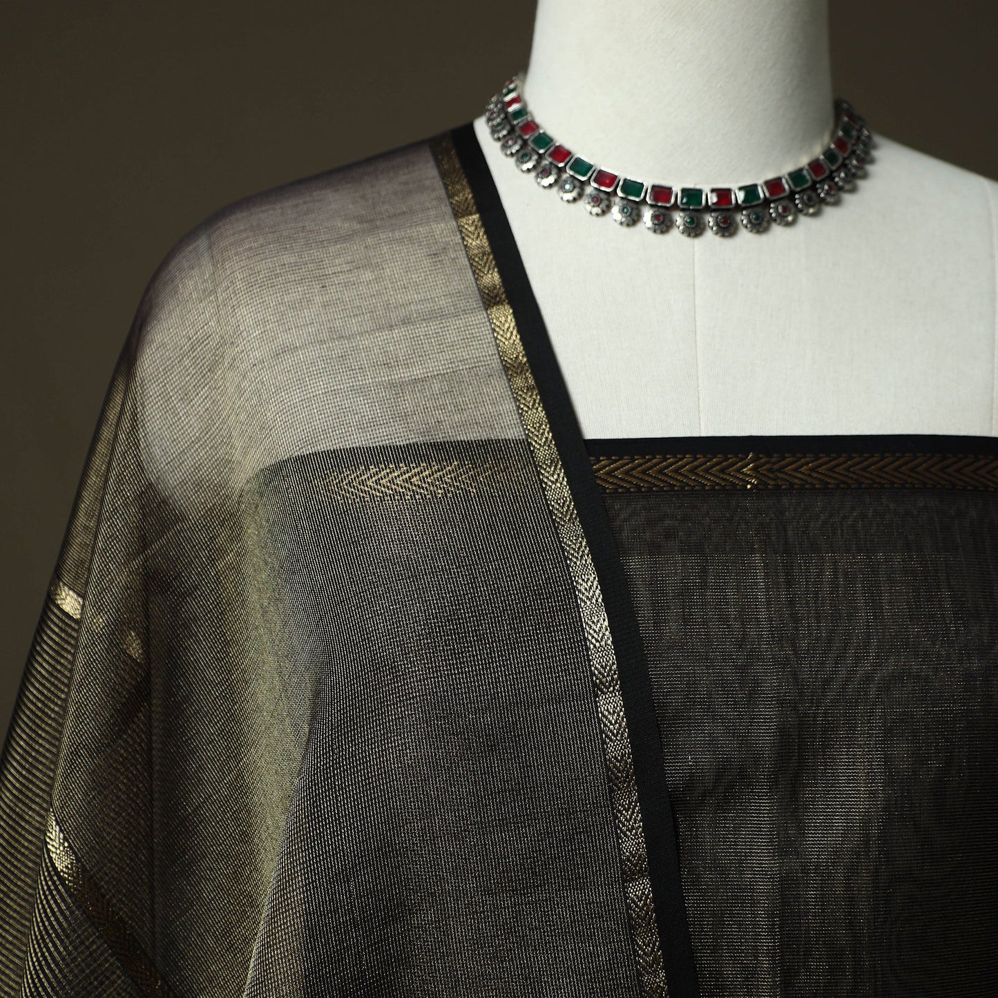 Maheshwari silk full tissue zari handloom 2pc unstitched