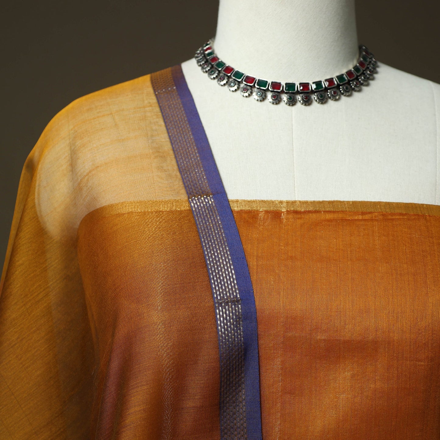 Maheshwari silk full tissue zari handloom 2pc unstitched