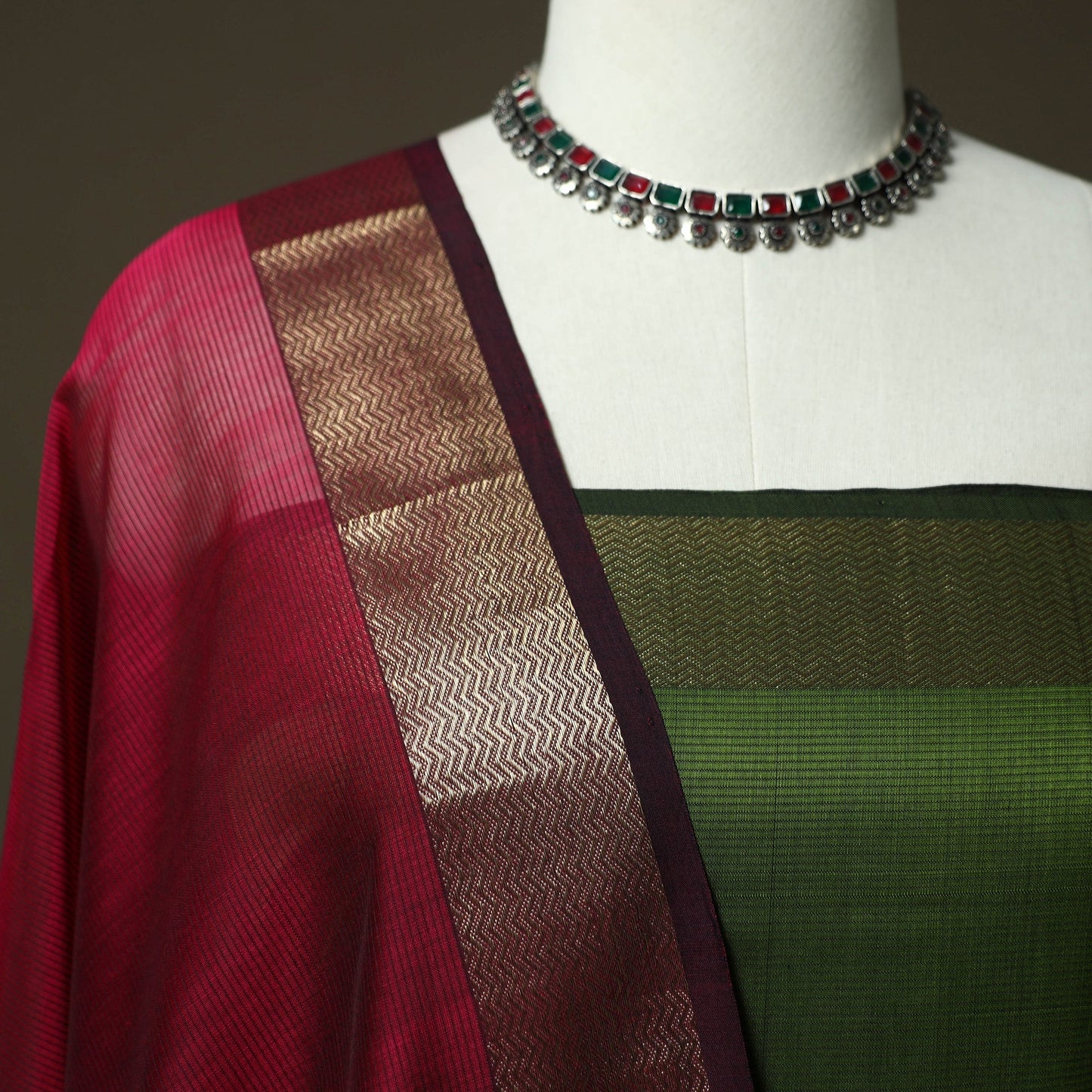 Maheshwari silk handloom 2pc unstitched dress material