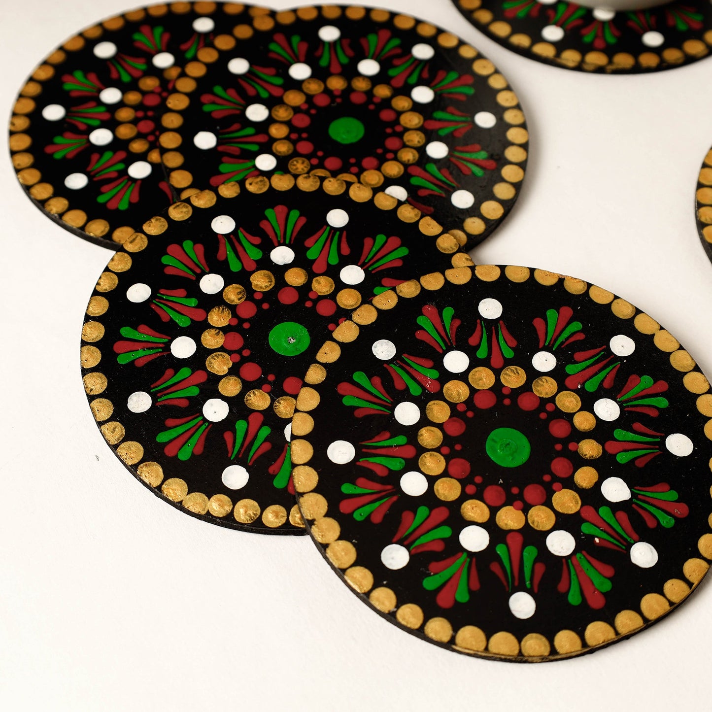 Mandala Art Handpainted Wooden Coasters (Set of 6)
