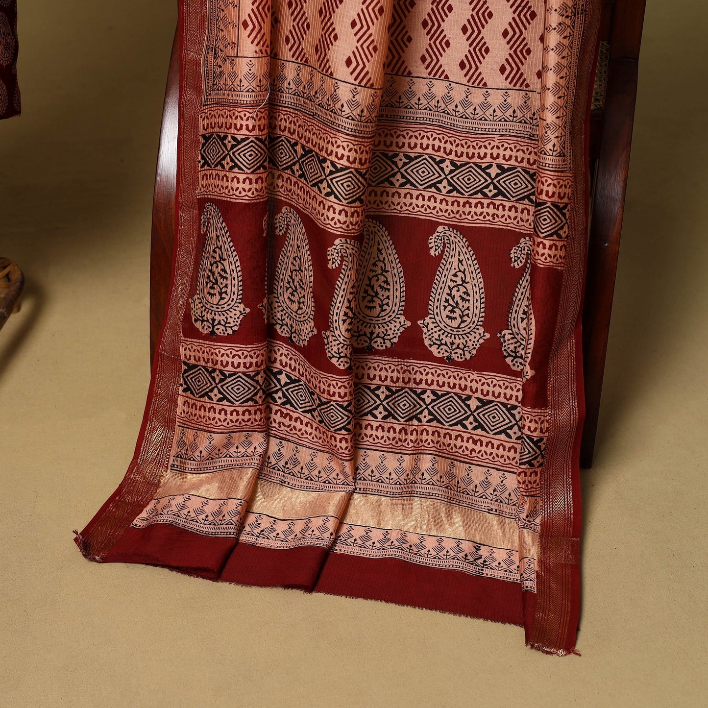 2pc natural dyed maheshwari silk unstitched bagh dress