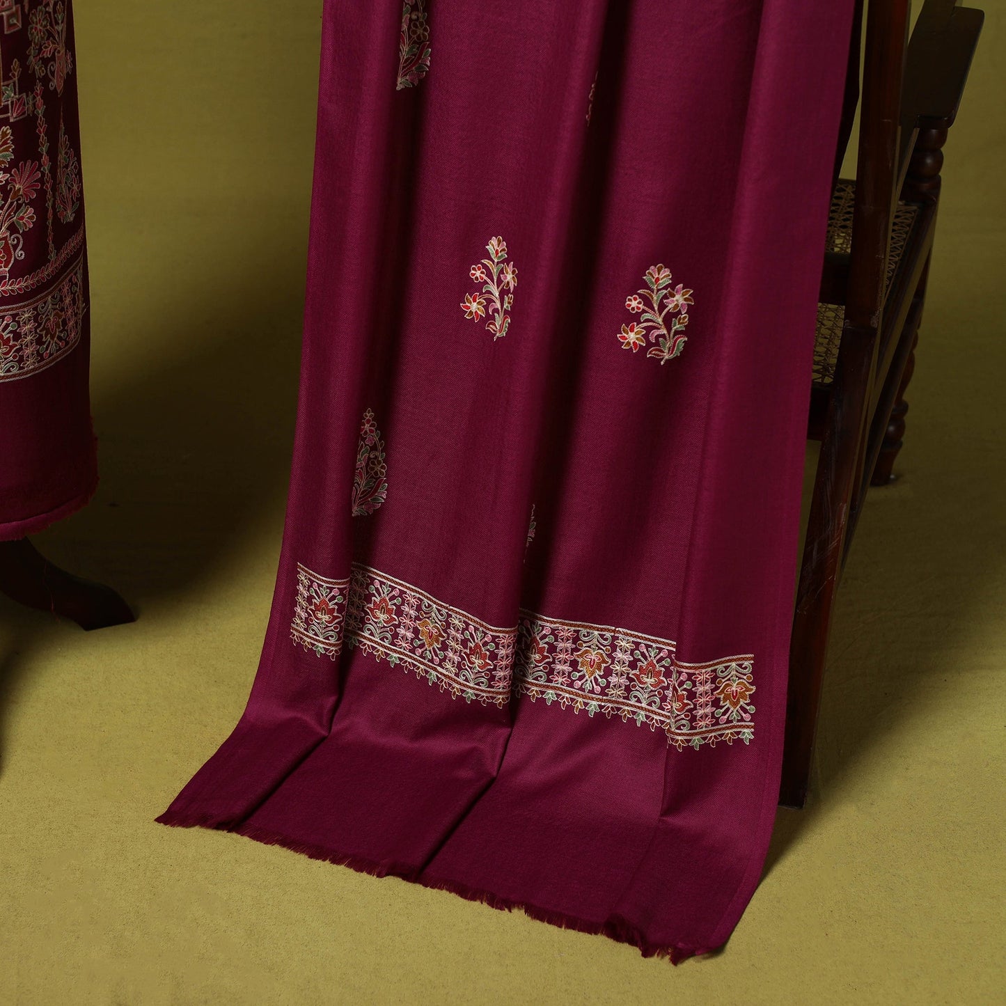 3pc chain stitch aari embroidered merino wool unstitched