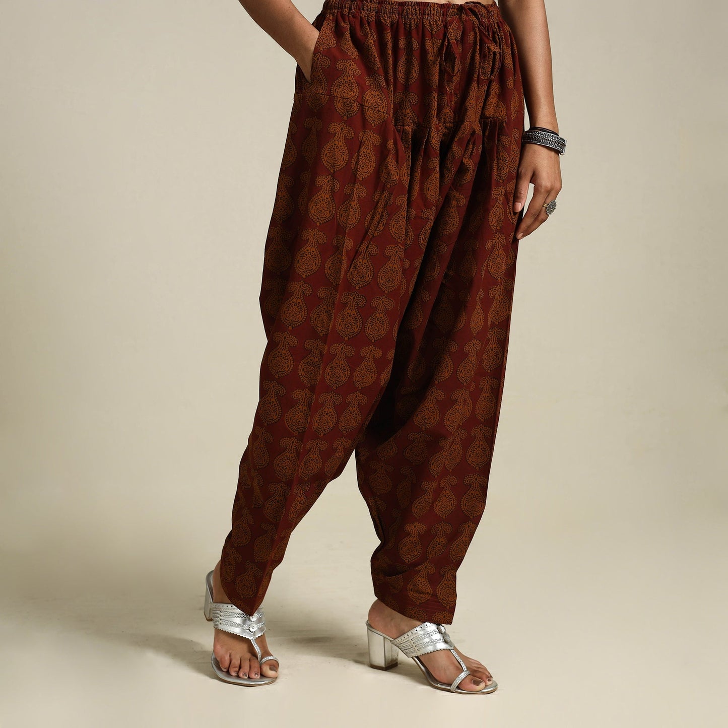 Maroon Bagh Block Print Natural Dyed Cotton Salwar