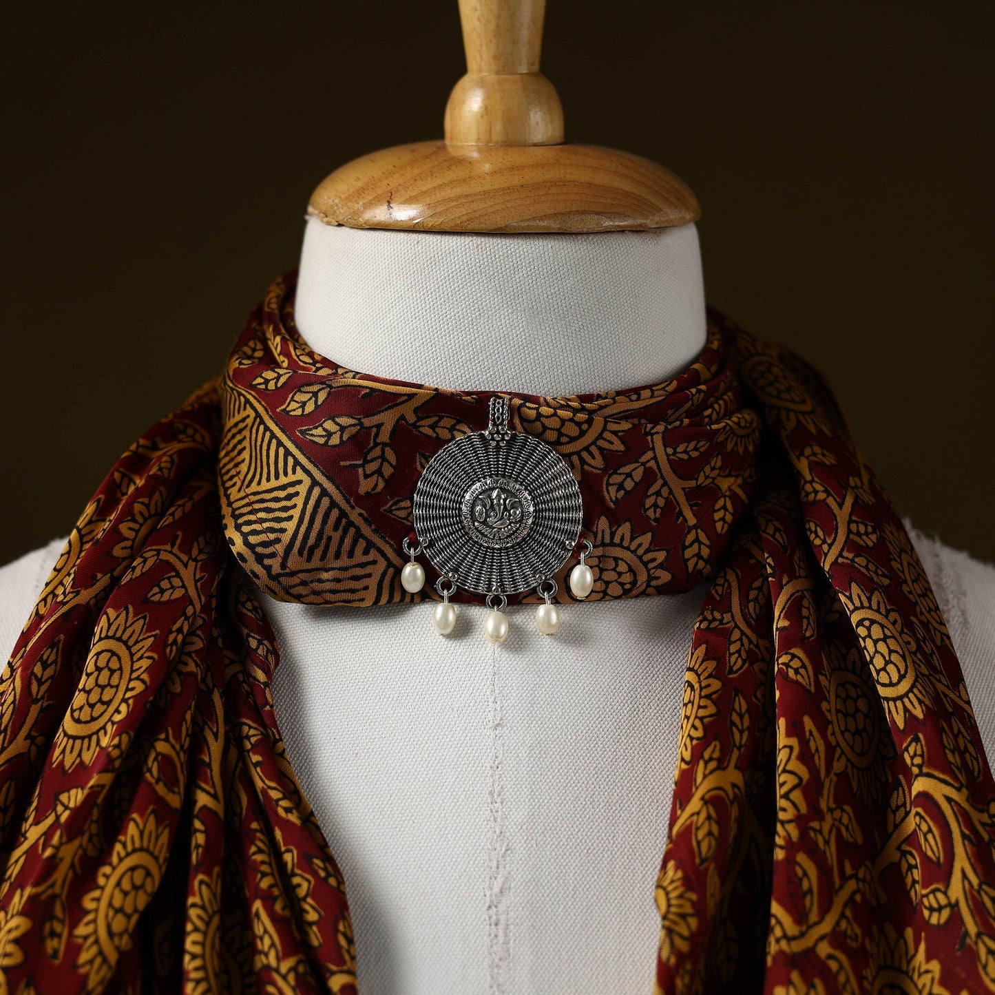 Bagh modal silk pendant necklace scarf 83 - handcrafted