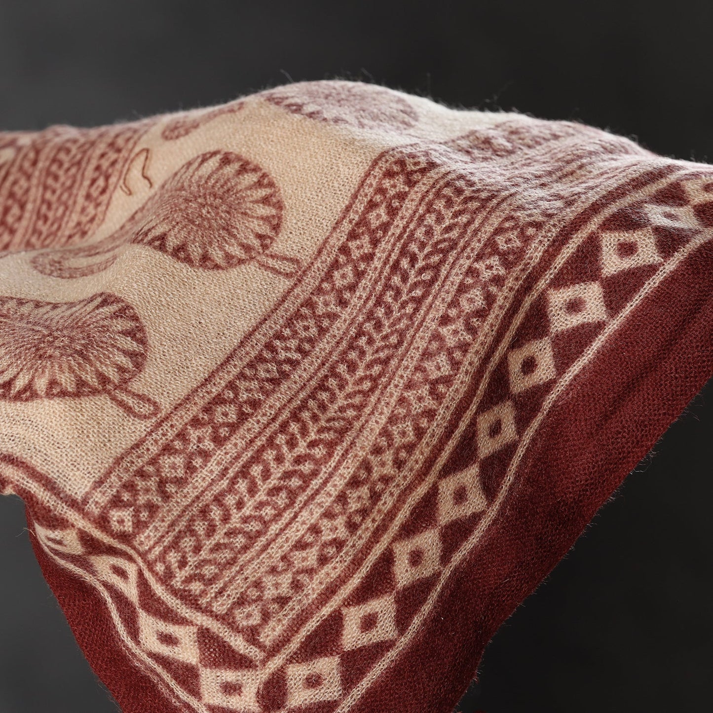 Bagh Block Printed Natural Dyed Woolen Muffler (61 in)