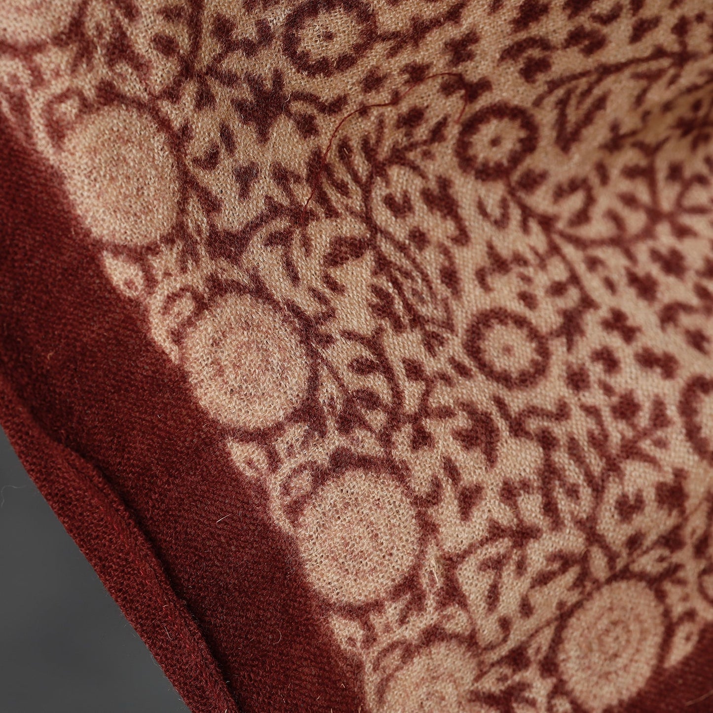 Bagh Block Printed Natural Dyed Woolen Muffler (61 in)
