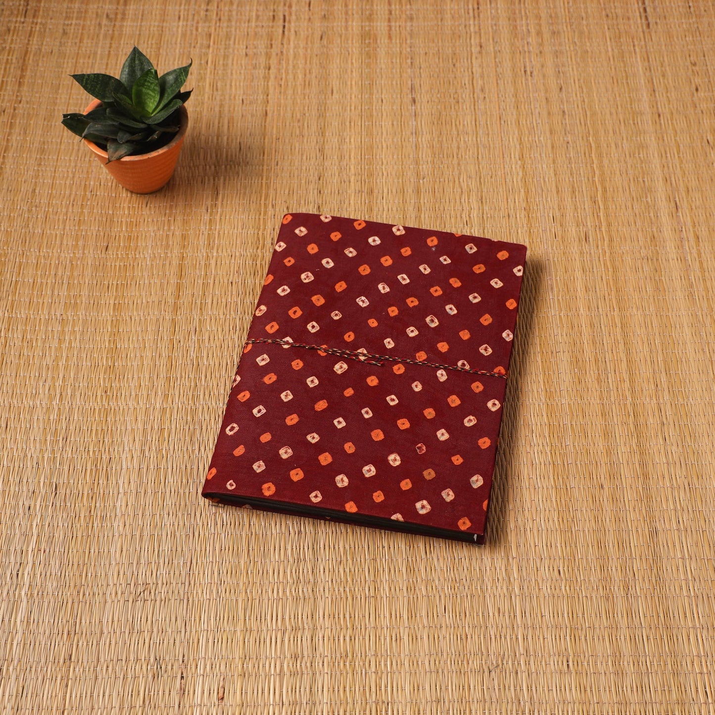 Bandhani fabric cover handmade paper photo album (12 x 10