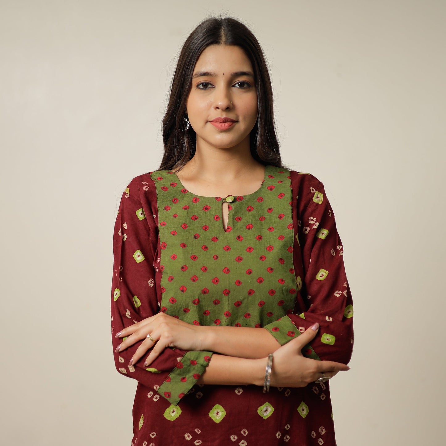 Buy Bandhani Tie-dye Cotton Long Straight Kurta 13 Online l iTokri.com