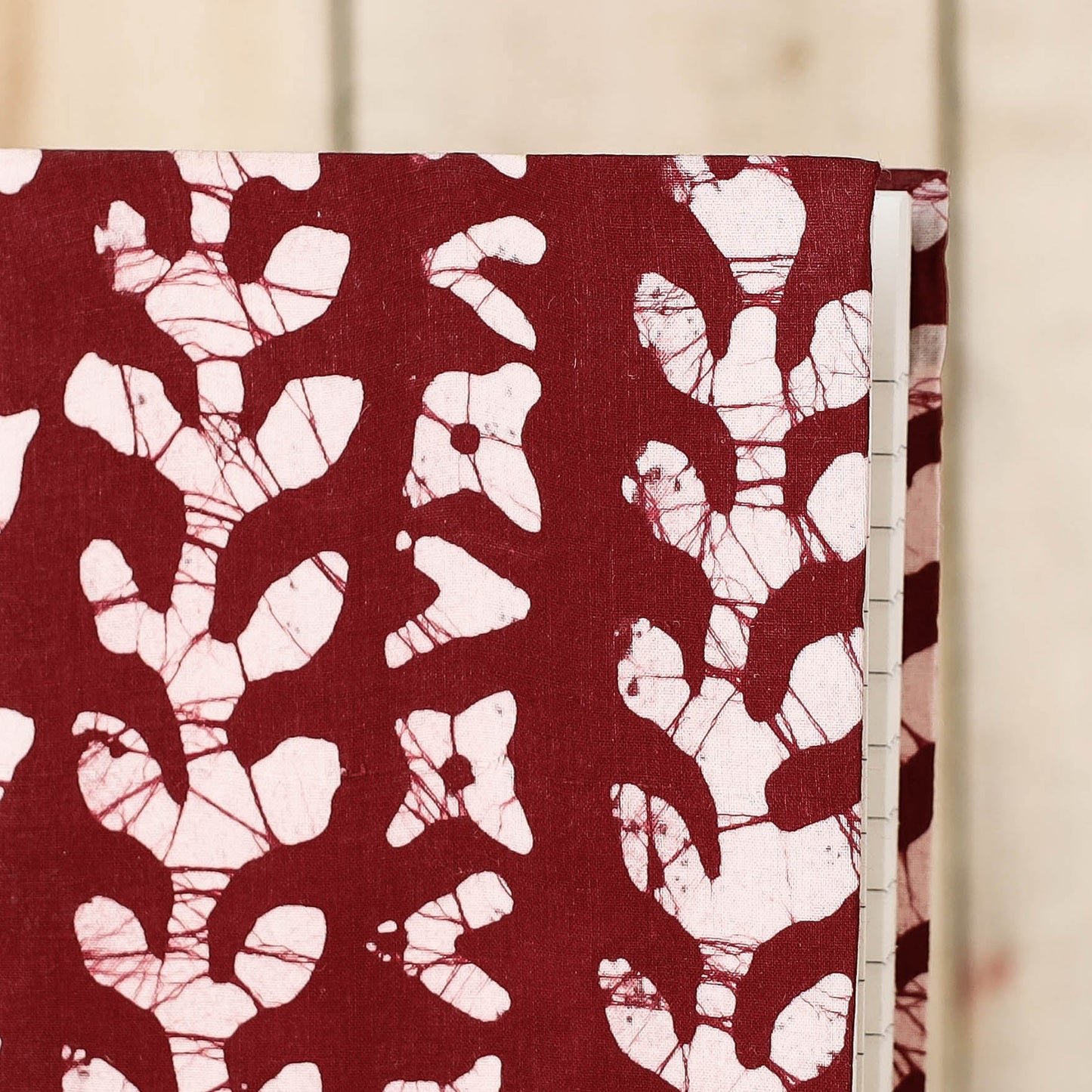 Maroon - Batik Fabric Cover Handmade Paper Notebook (7 x 5 in)