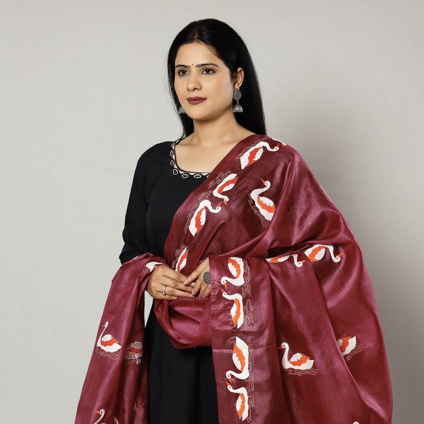 Kantha Embroidery Silk Dupatta