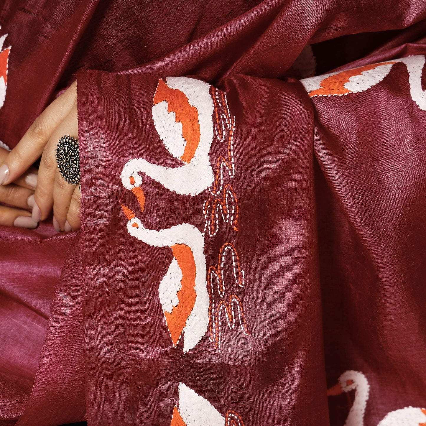 Kantha Embroidery Silk Dupatta
