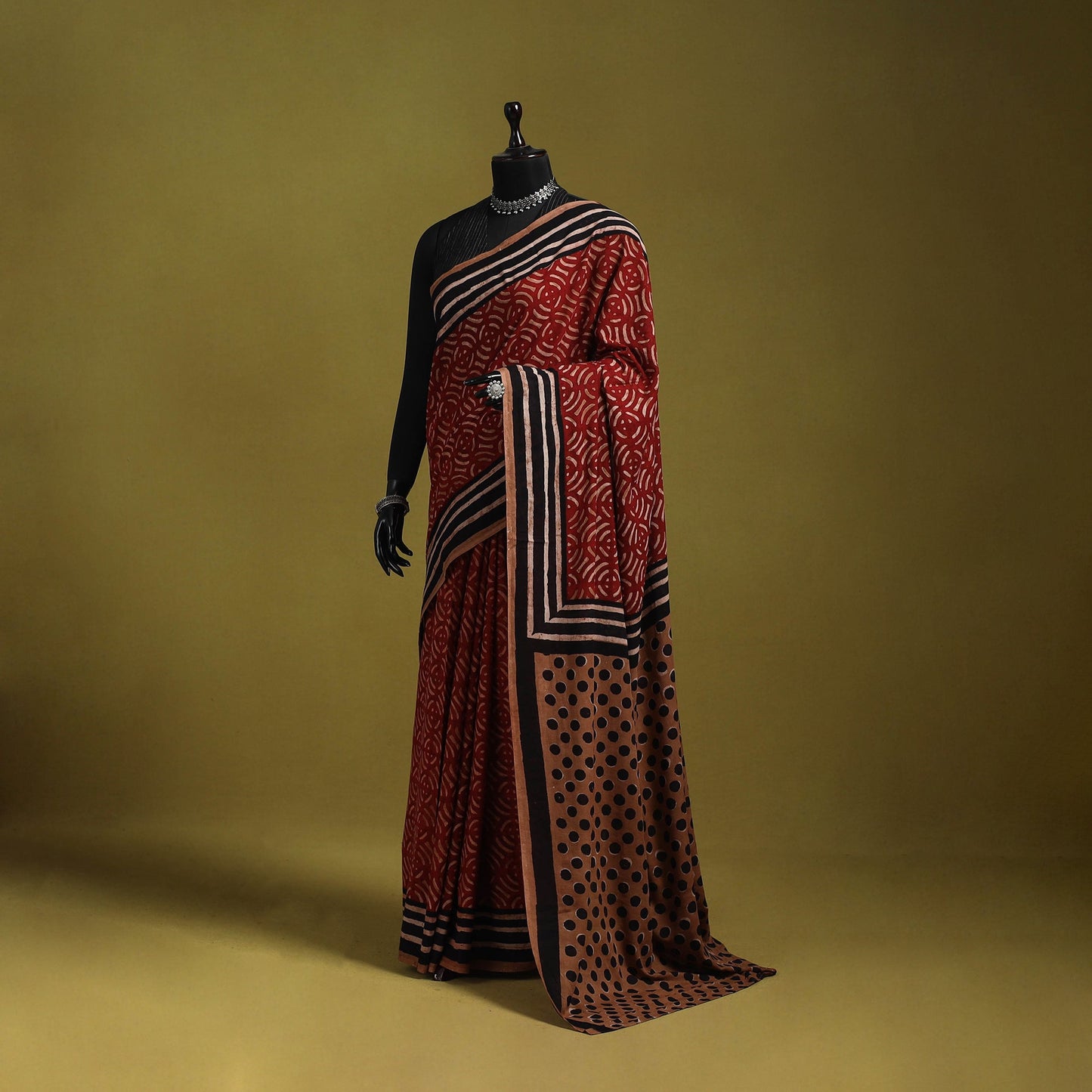Maroon - bindaas art natural dyed cotton saree 29