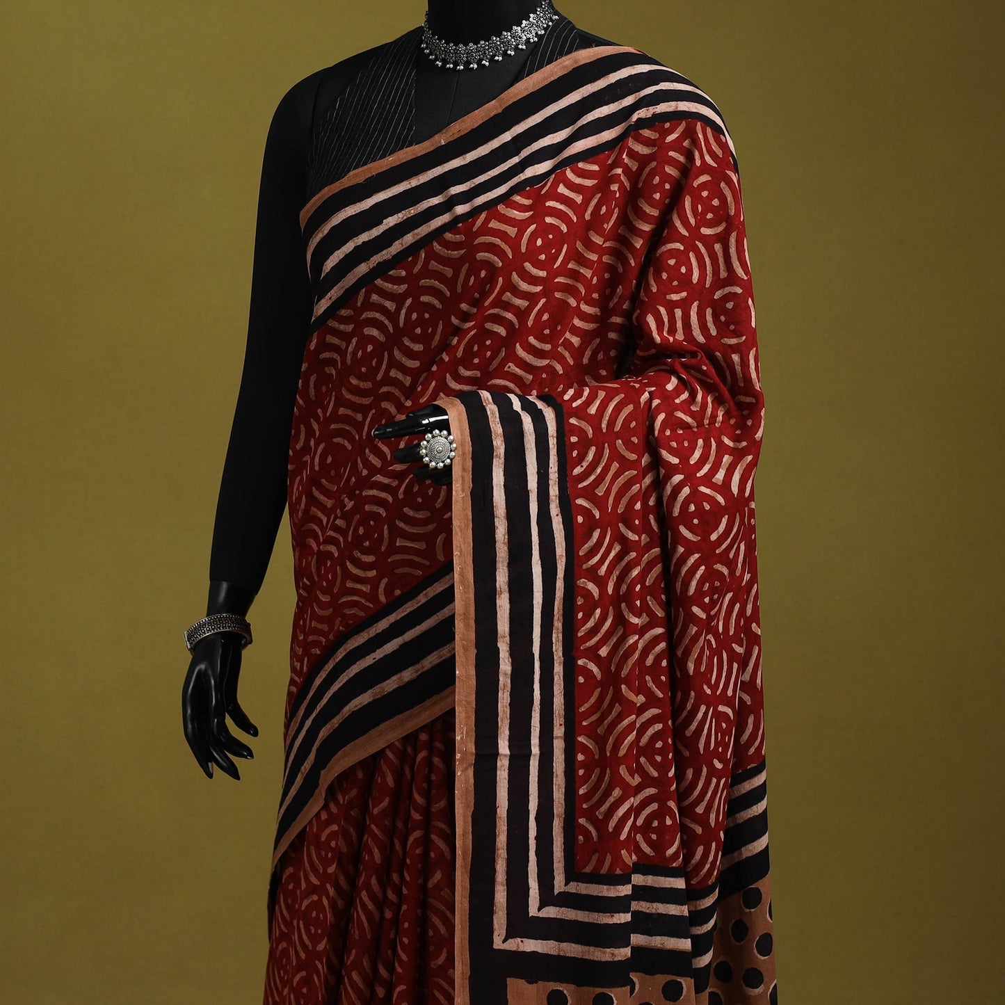 Maroon - bindaas art natural dyed cotton saree 29