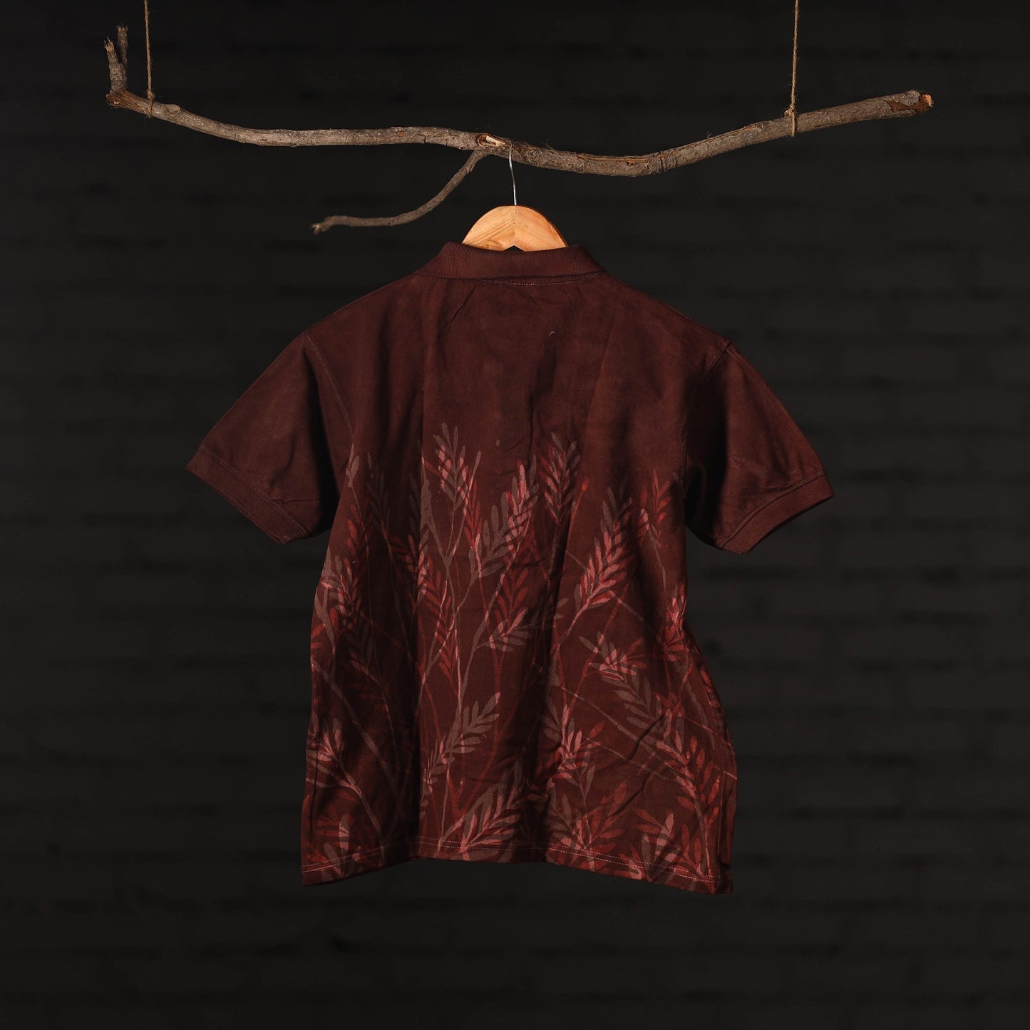 Bindaas Natural Dyed Art Block Print Unisex Polo Collar T-shirt