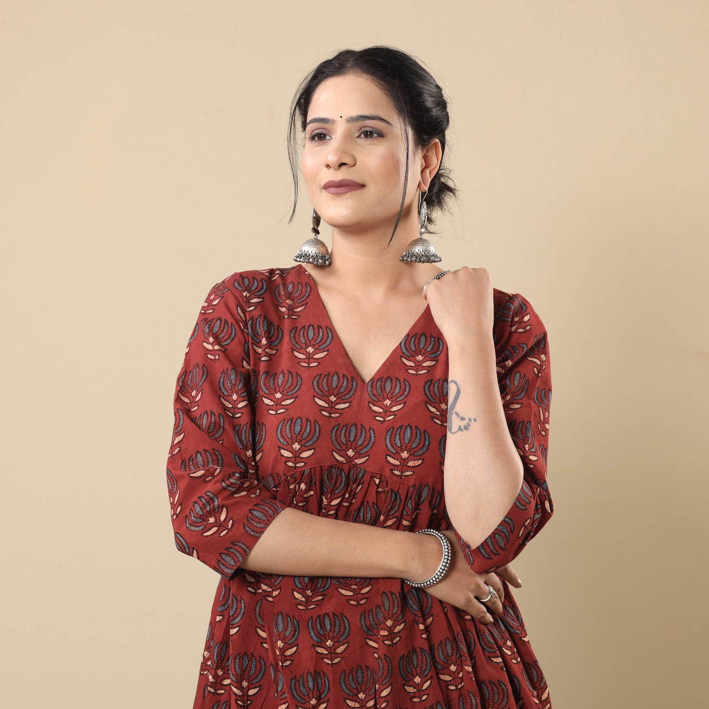 ajrakh kurta with pant set